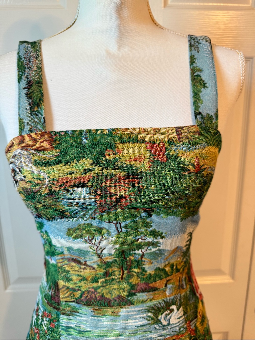 Cider Scenic Tapestry Mini Dress in Green Multi XSmall NWT - Picture 3 of 9